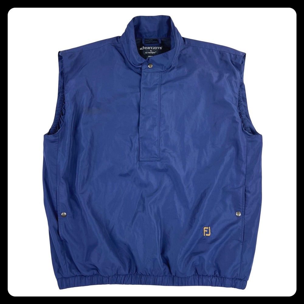 FootJoy‎ DryJoys Golf Vest Men Large Blue 1/4 Zip Performance Pullover READ